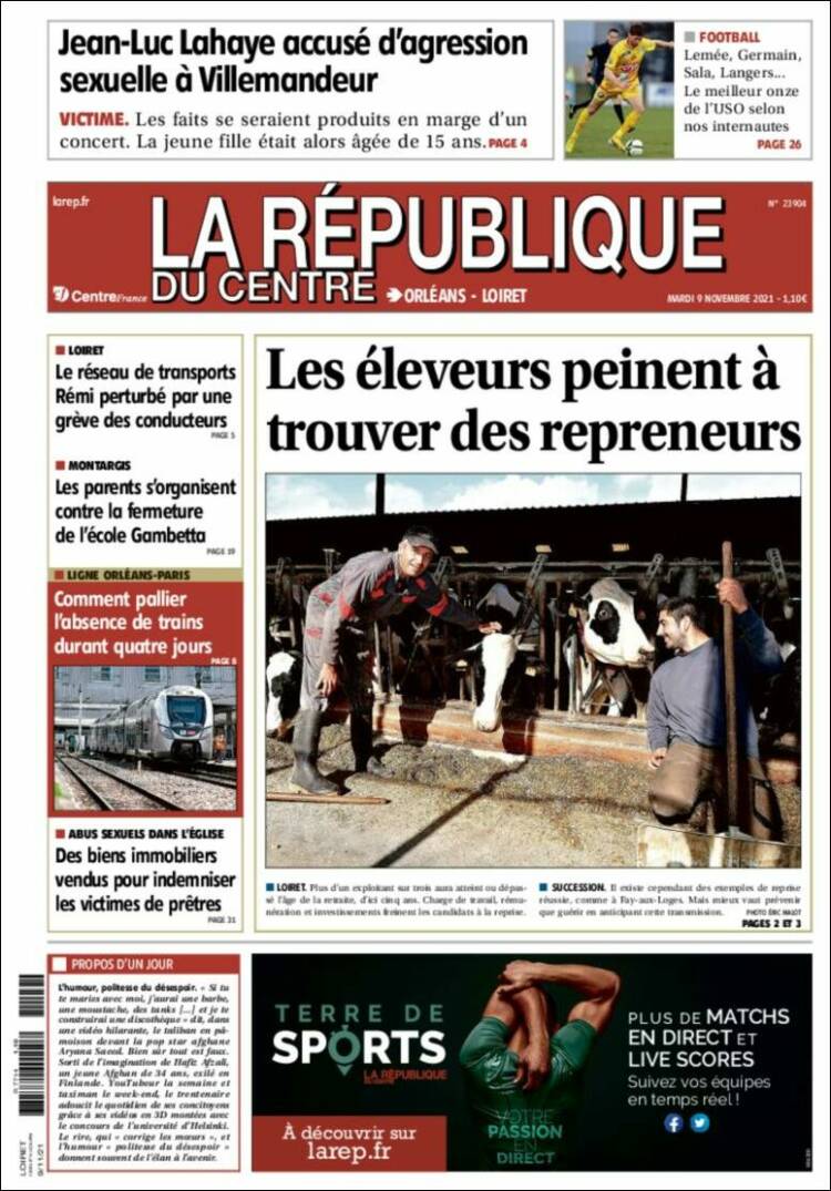 Portada de La République du Centre (Francia)