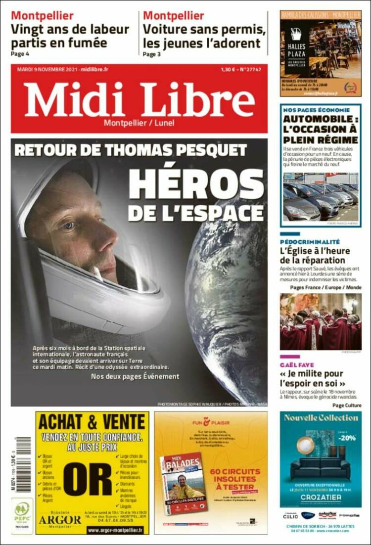 Portada de Midi Libre (Francia)