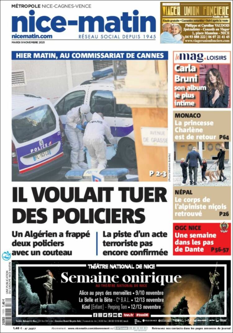Portada de Nice-Matin (Francia)