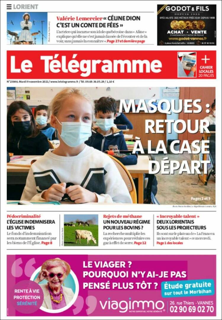 Portada de Télégramme (Francia)