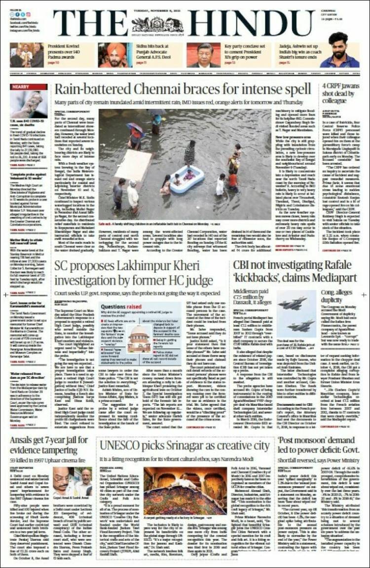 Portada de The Hindu (India)