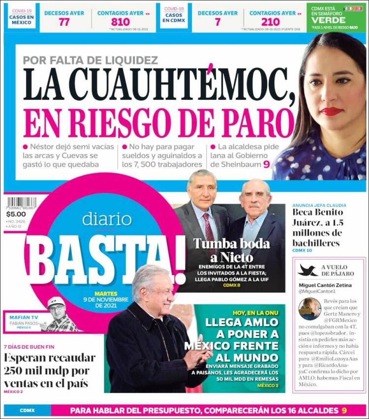 Portada de Diario Basta (México)