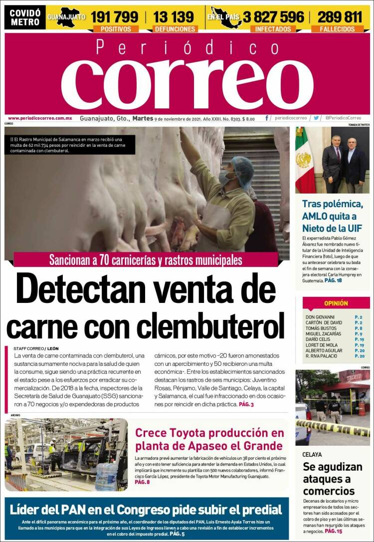 Portada de Correo - El diario del Estado de Guanajuato (México)