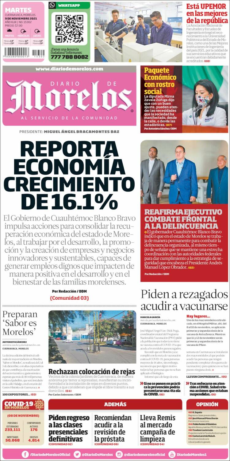 Portada de Diario de Morelos (México)