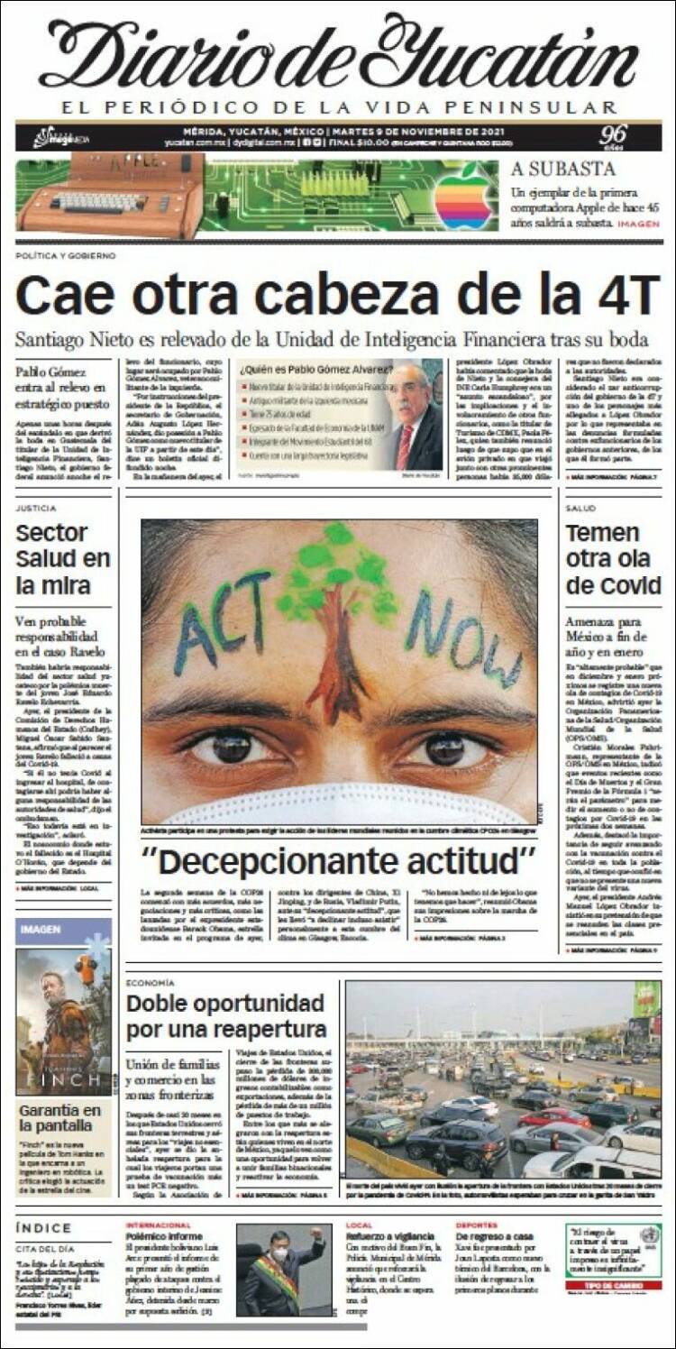 Portada de Diario de Yucatán (México)
