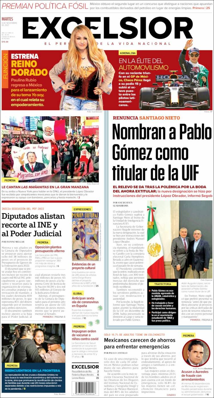 Portada de Excelsior (México)