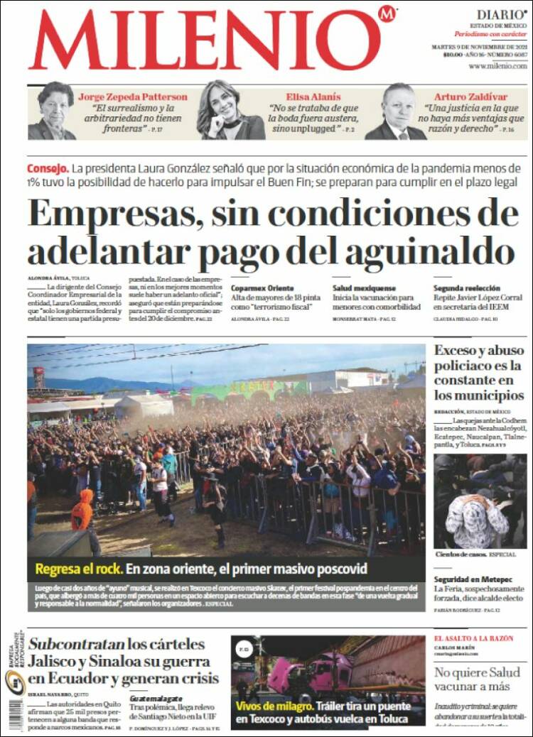 Portada de Milenio - Estado de México (México)