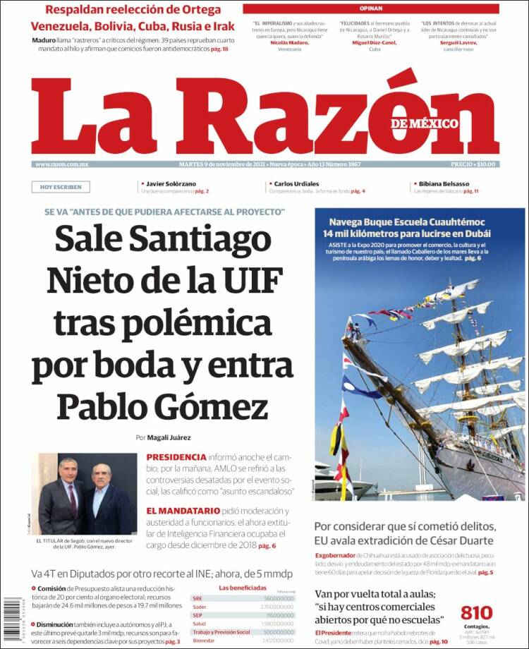 Portada de La Razón (México)