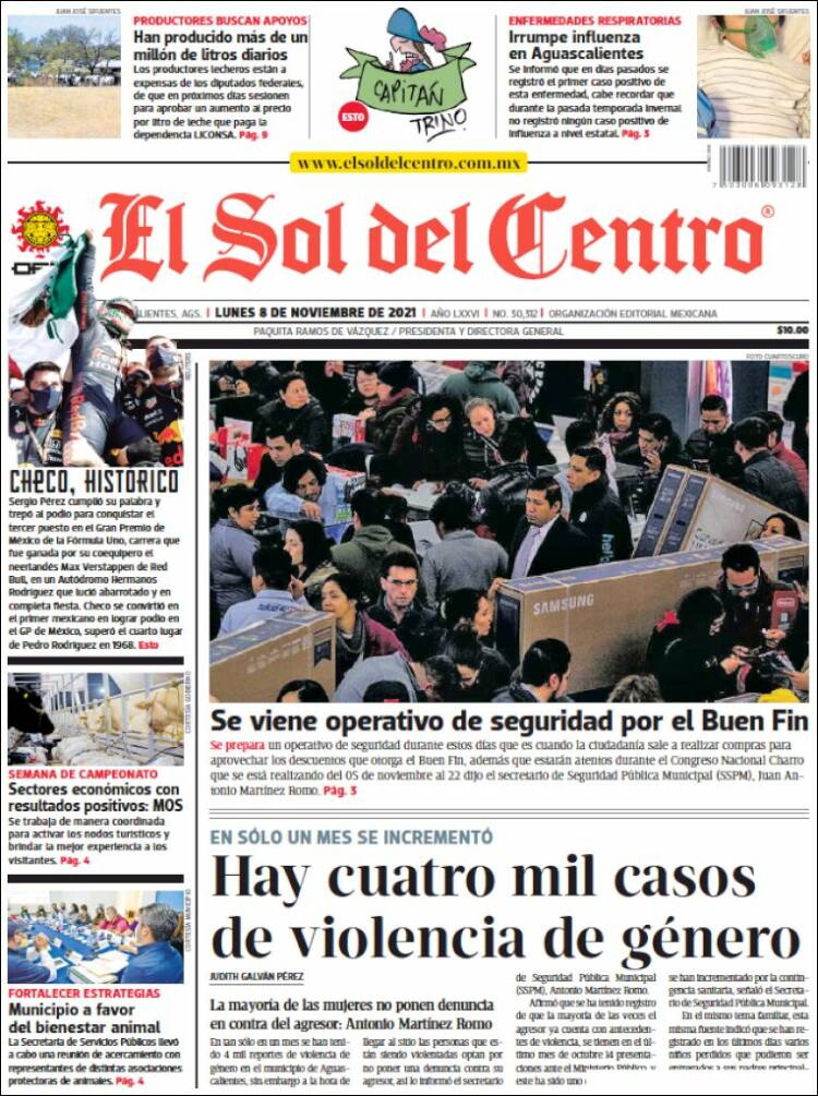 Portada de El Sol del Centro (México)