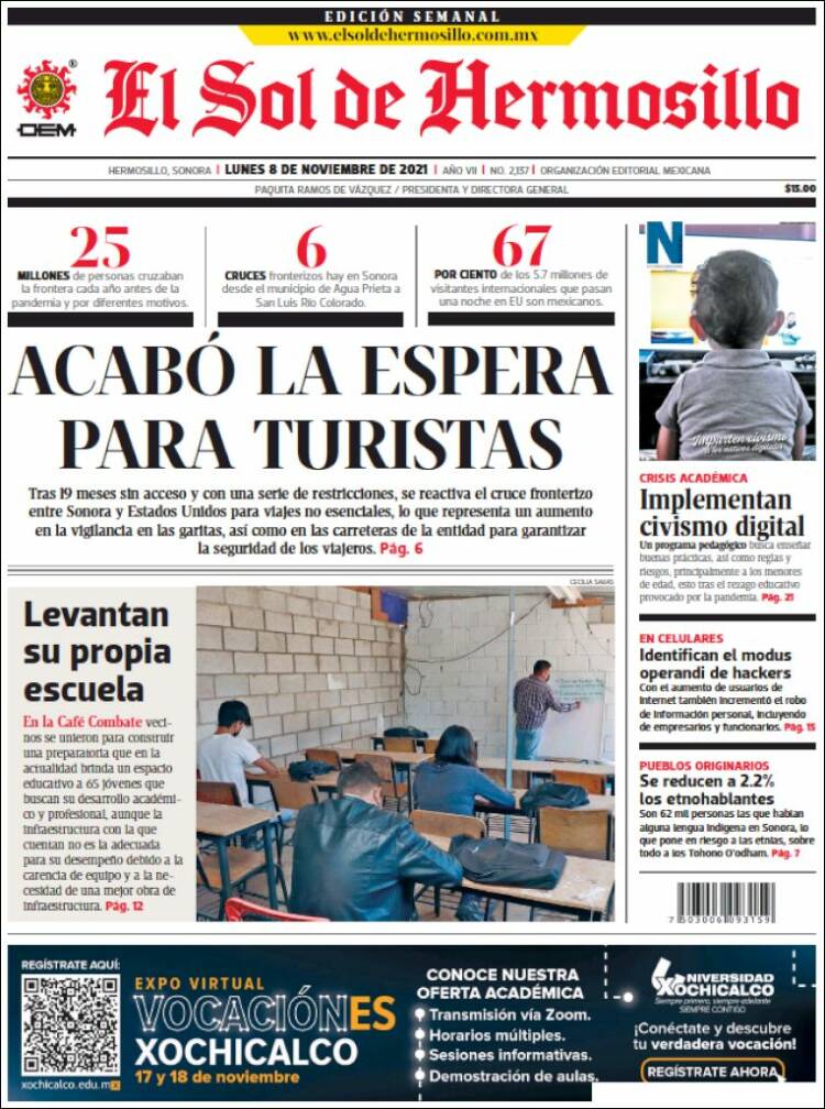 Portada de El Sol de Hermosillo (México)