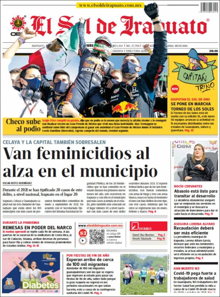 Portada de El Sol de Irapuato (México)