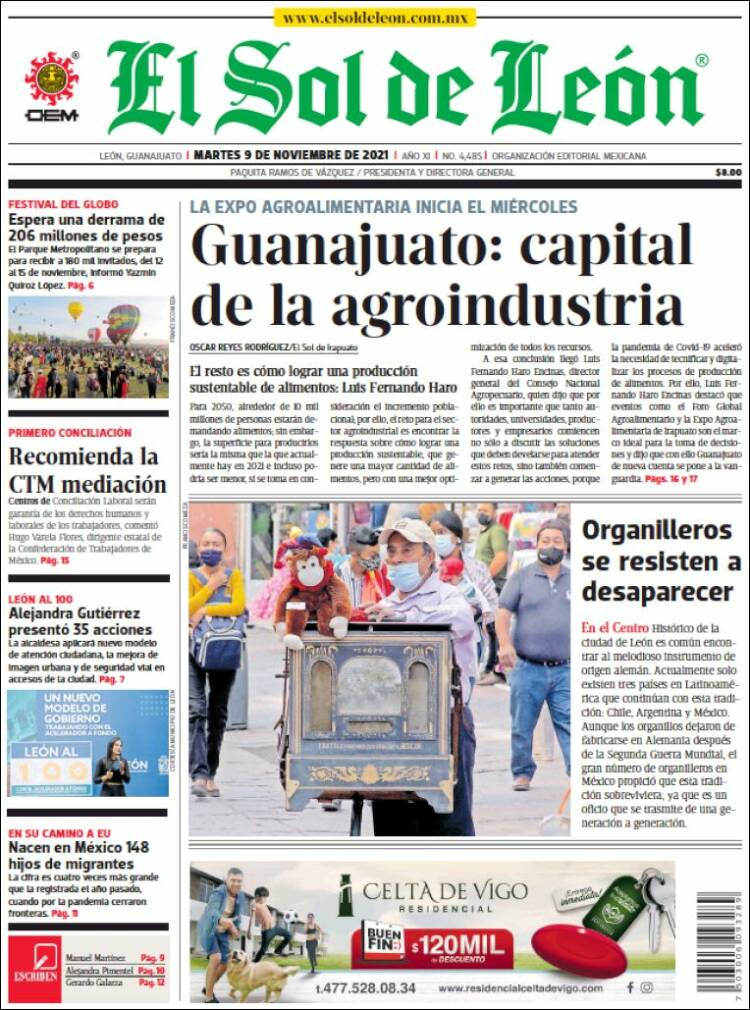 Portada de El Sol de León (México)