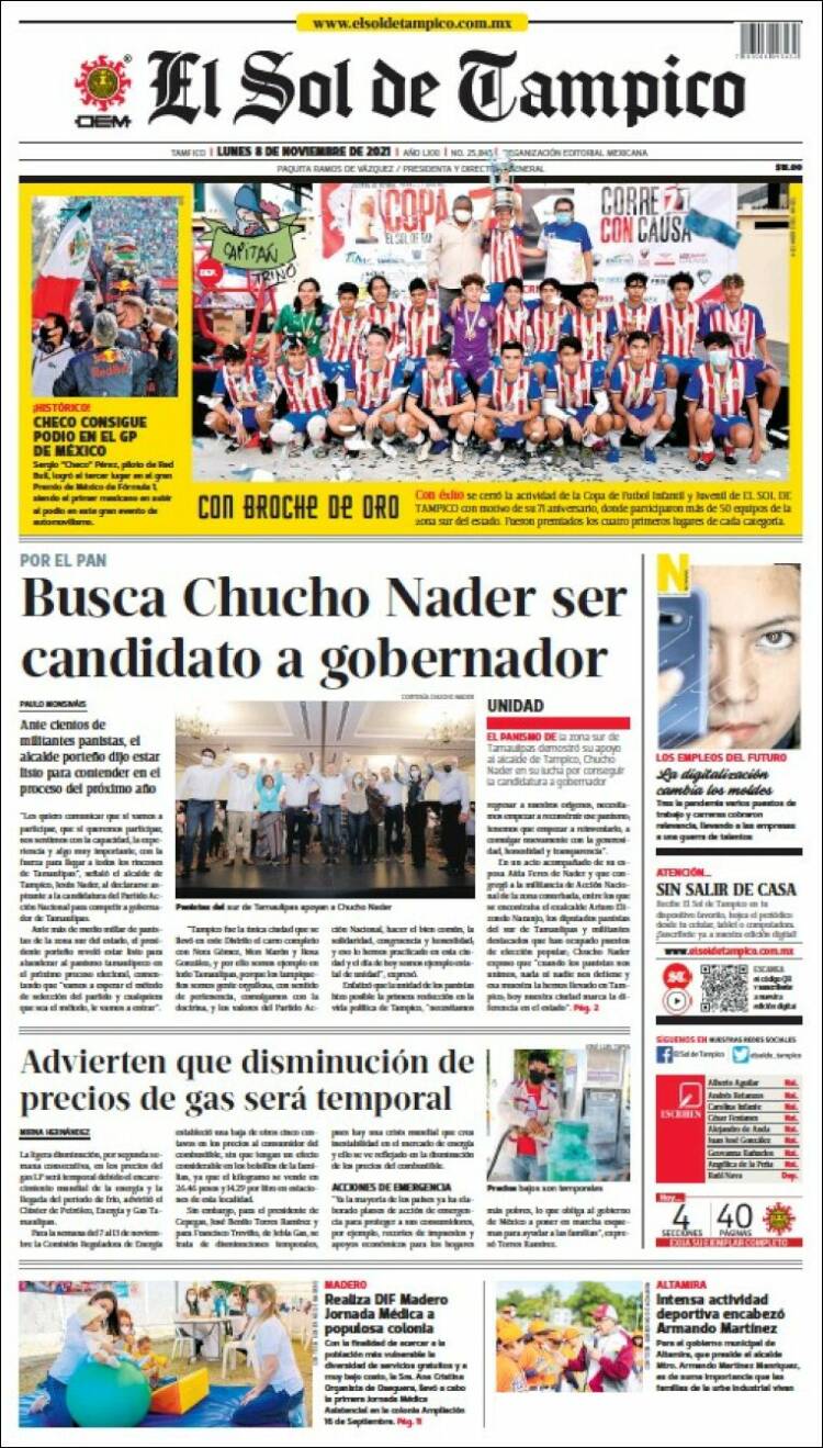 Portada de El Sol de Tampico (México)