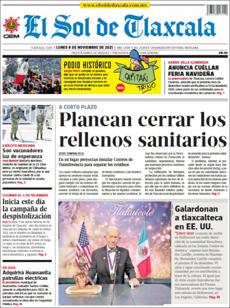 Portada de El Sol de Tlaxcala (México)