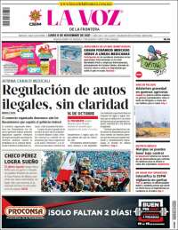 Portada de La Voz de la Frontera (México)