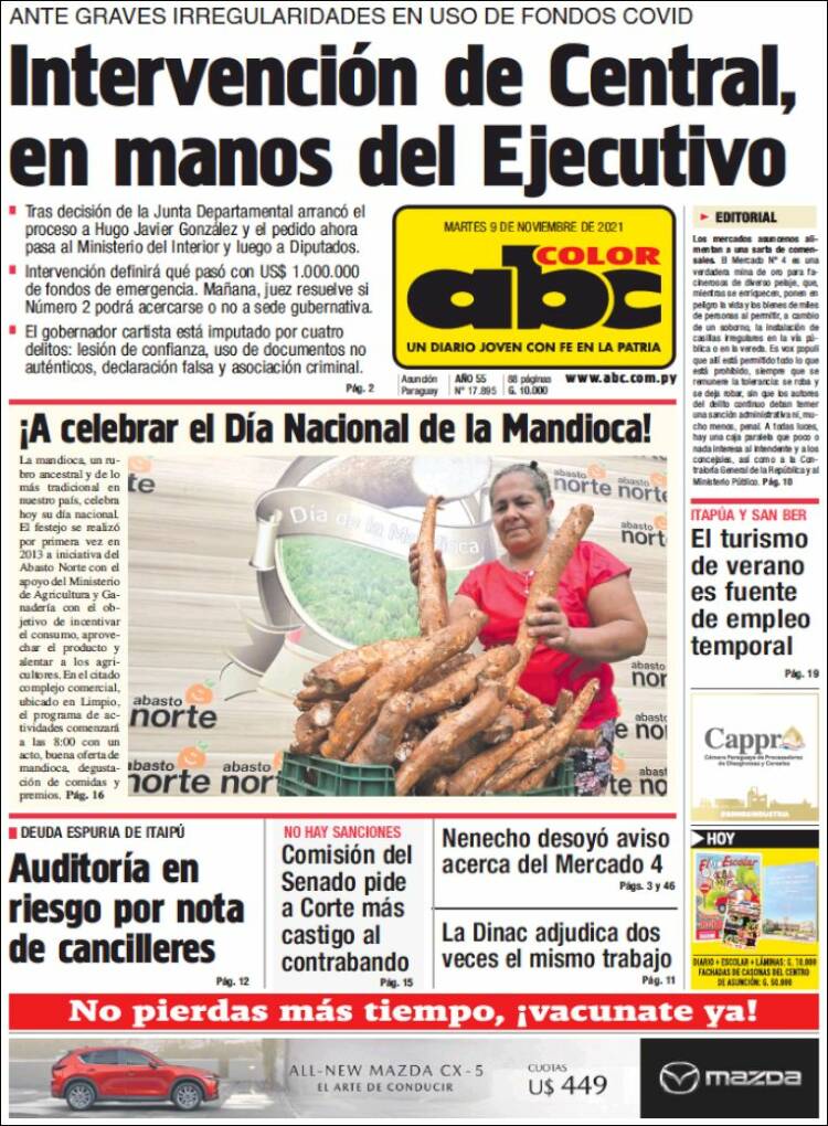 Portada de ABC Color (Paraguay)