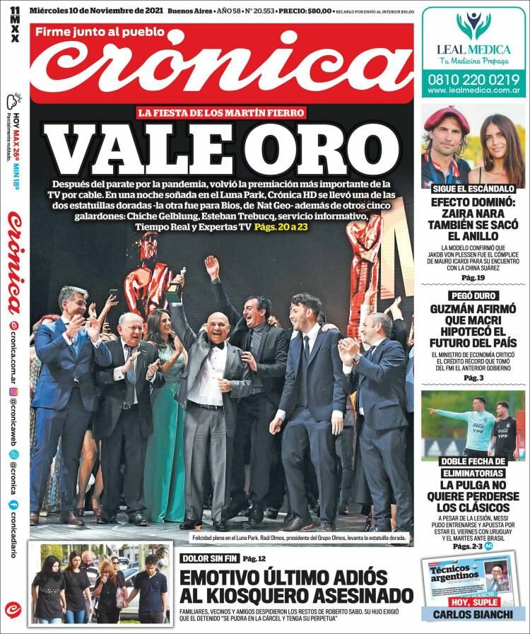 Portada de Crónica (Argentina)