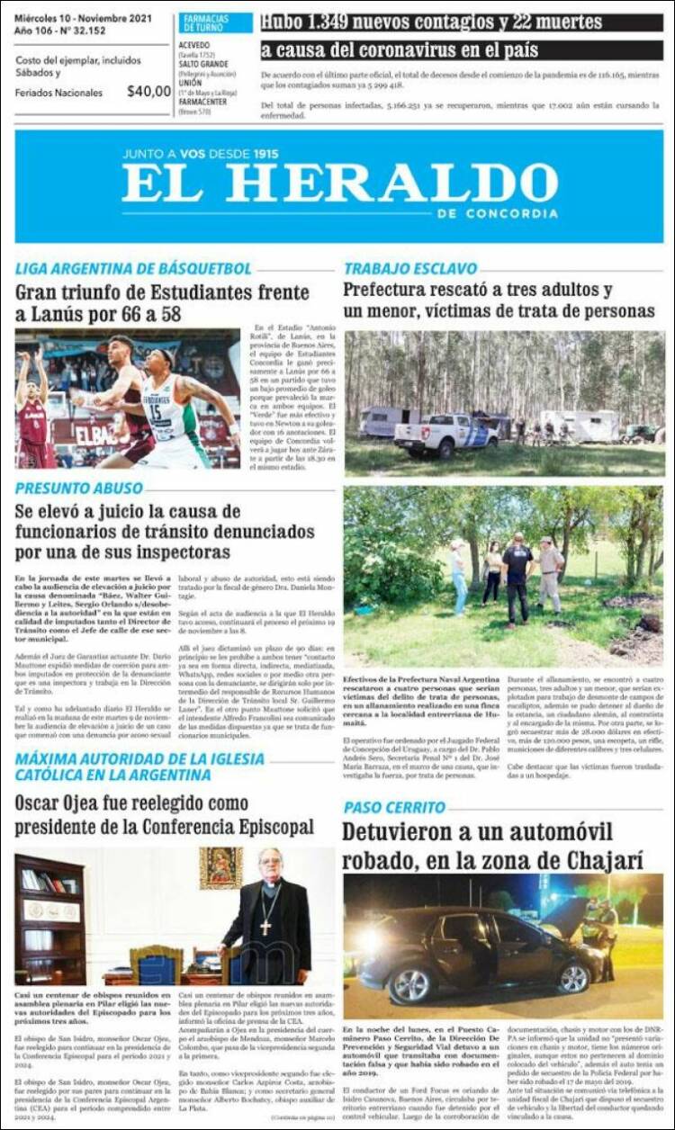 Portada de El Heraldo de Concordia (Argentina)