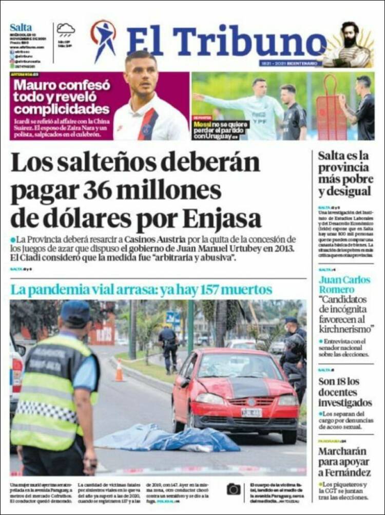Portada de El Tribuno - Salta (Argentina)