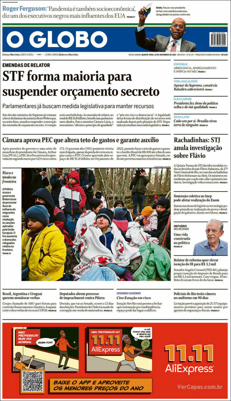 Portada de O Globo (Brasil)