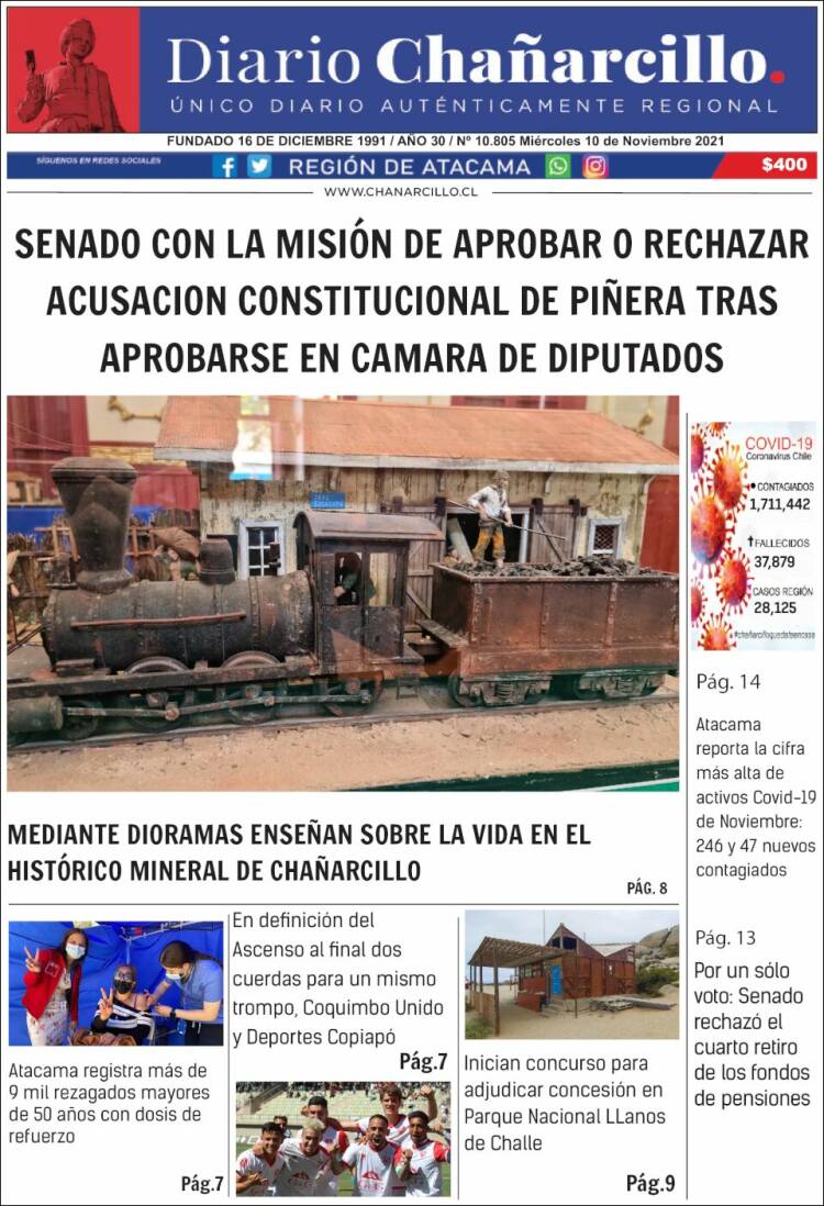 Portada de Diario Chañarcillo (Chile)