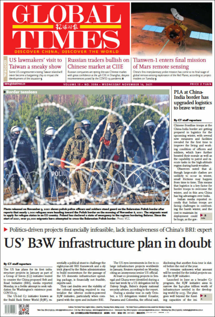 Portada de The Global Times (China)