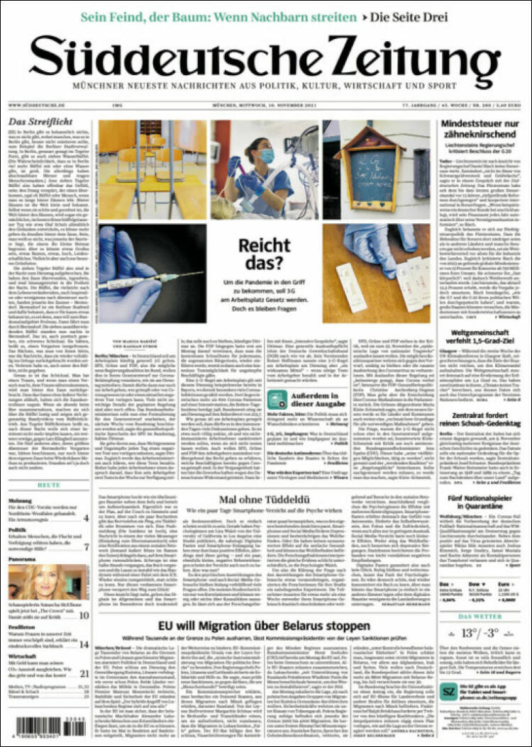 Portada de Sueddeutsche (Alemania)