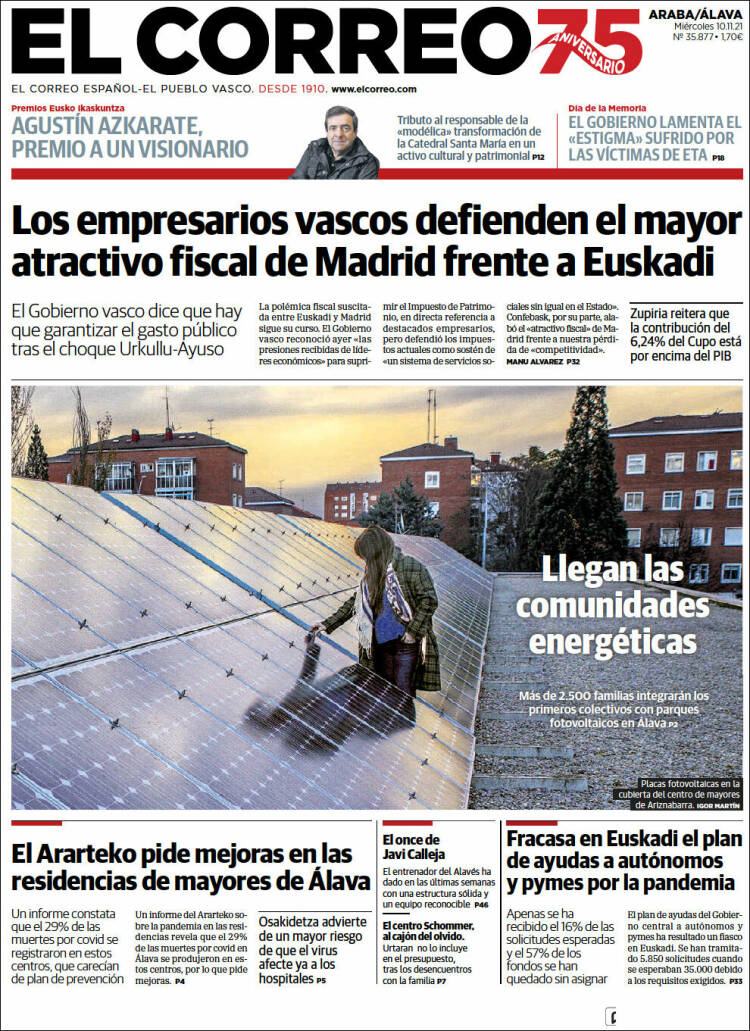 Portada de El Correo - Álava (España)