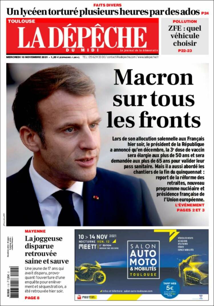 Portada de La Dépêche du Midi (Francia)