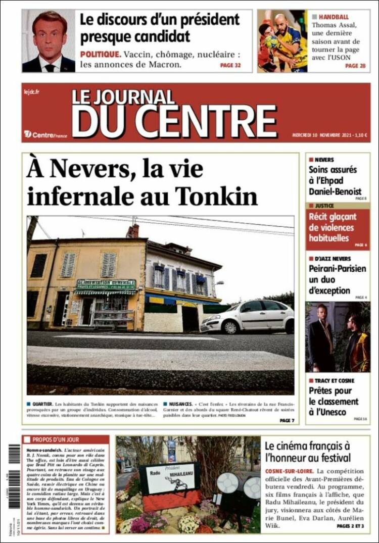 Portada de Le Journal du Centre (Francia)