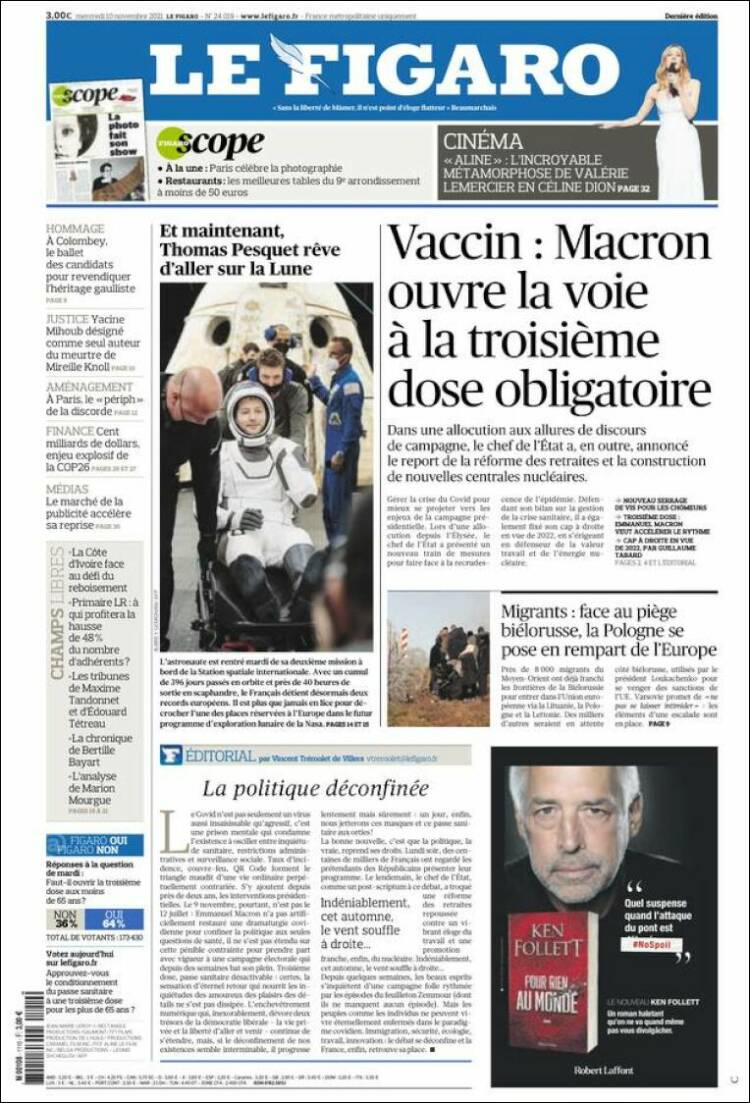 Portada de Le Figaro (Francia)