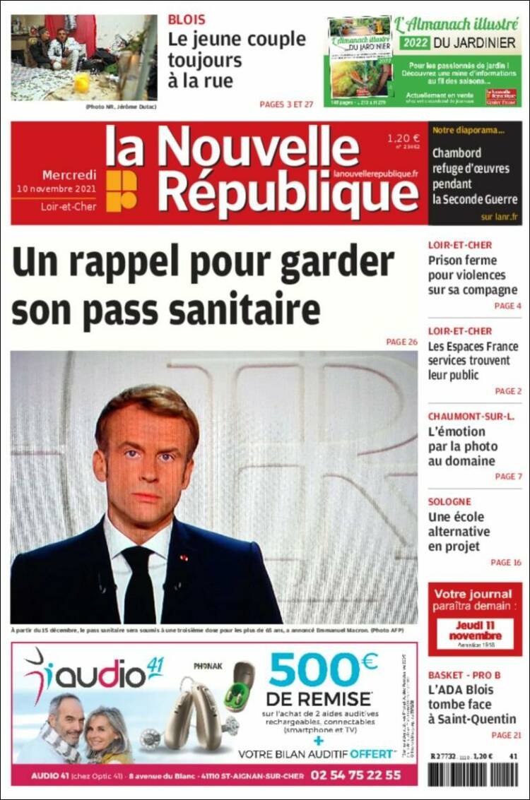 Portada de La Nouvelle Republique (Francia)
