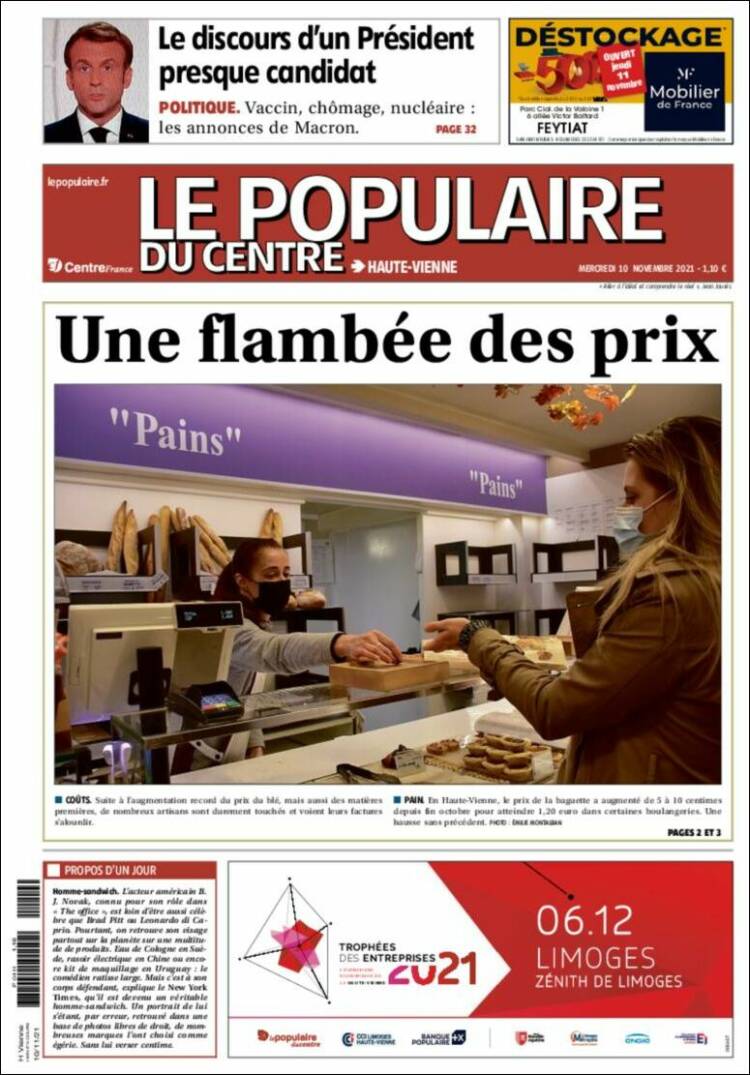 Portada de Le Populaire du Centre (Francia)