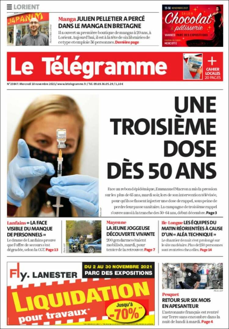 Portada de Télégramme (Francia)