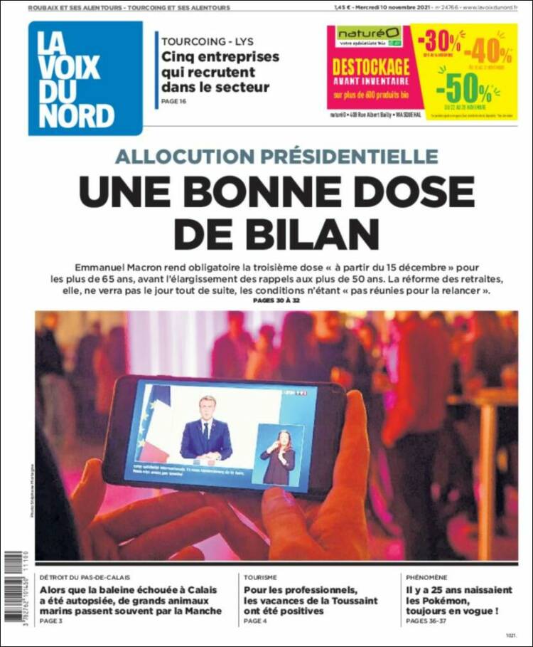 Portada de La Voix du Nord (Francia)