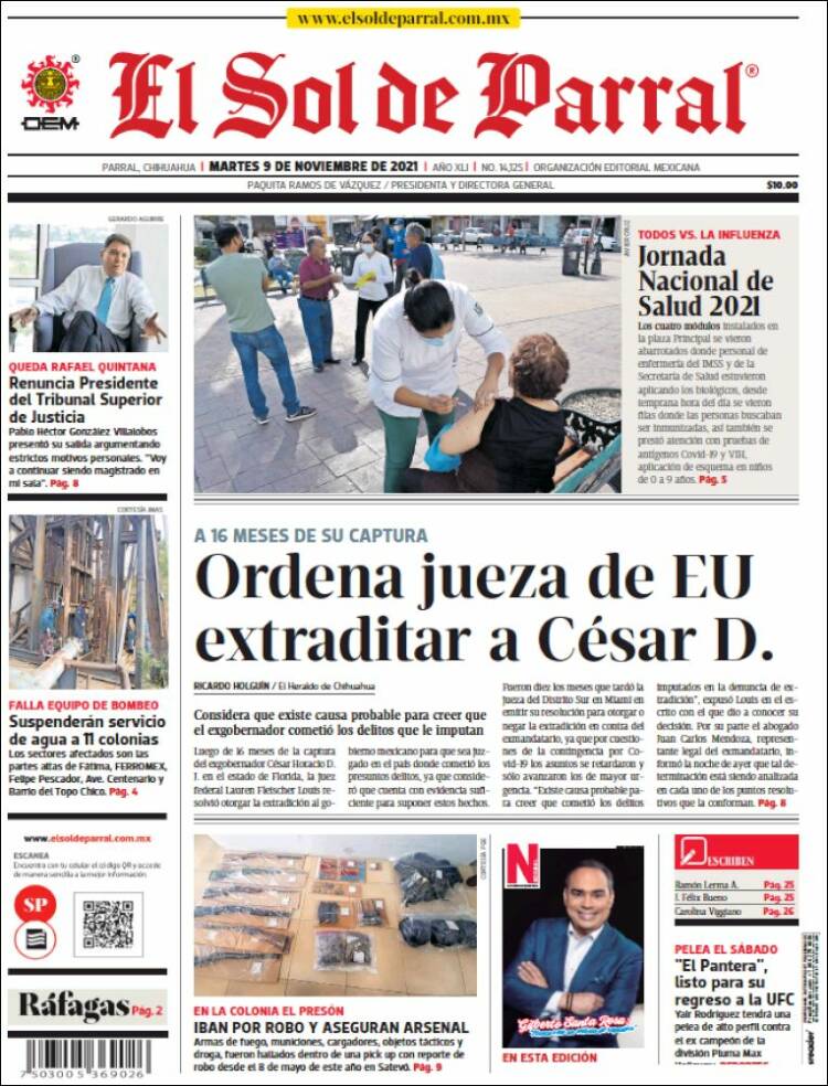 Portada de El Sol de Parral (M&eacute;xico)