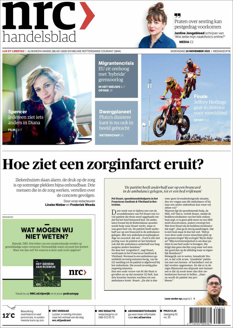 Portada de NRC Handelsblad (Pa&iacute;ses Bajos)