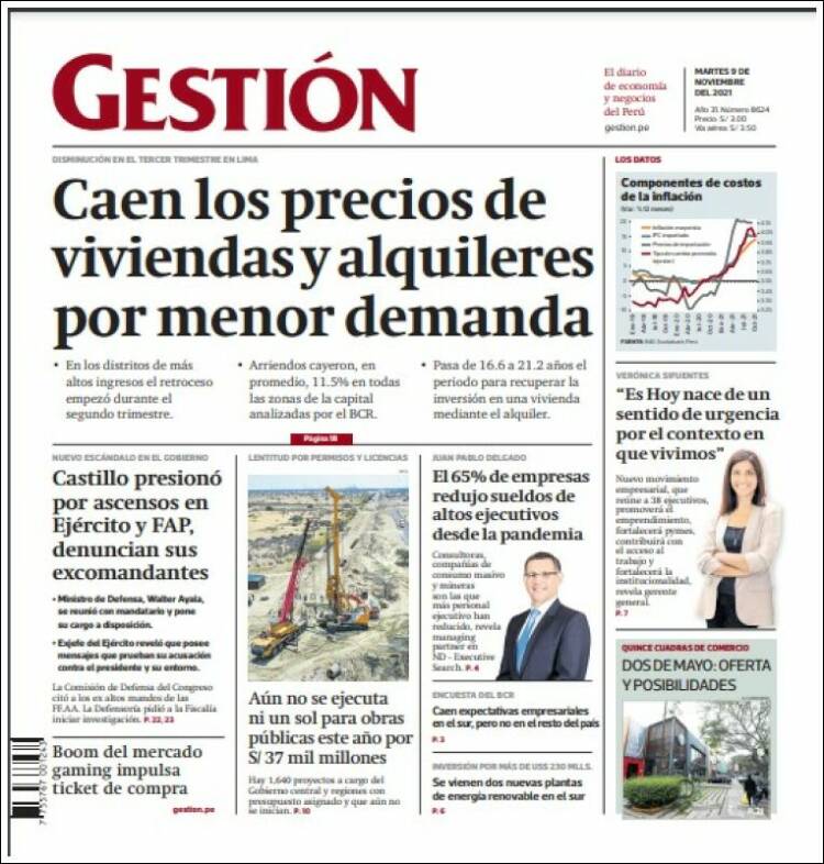 Portada de Diario Gestión (Per&uacute;)