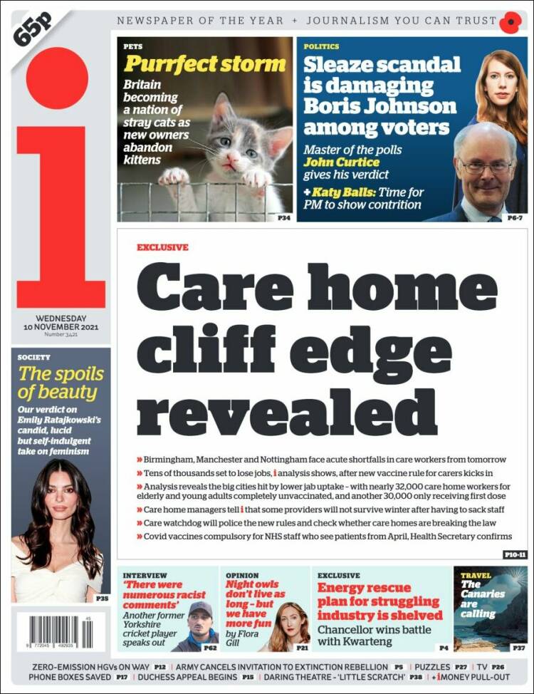 Portada de The i (Reino Unido)