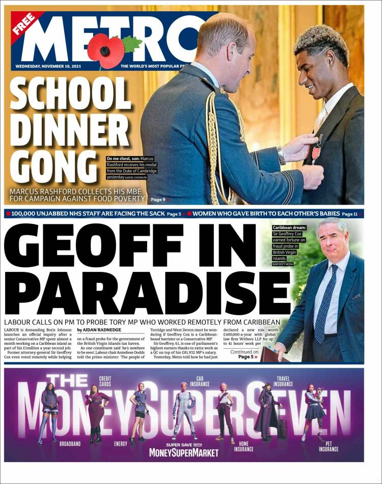 Portada de Metro (Reino Unido)