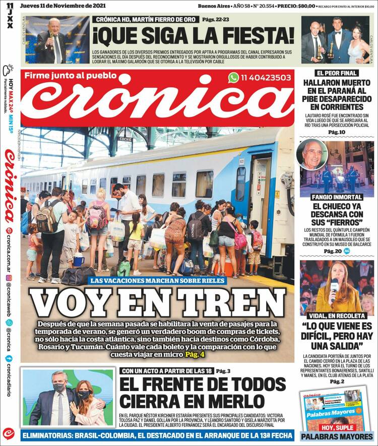 Portada de Crónica (Argentina)