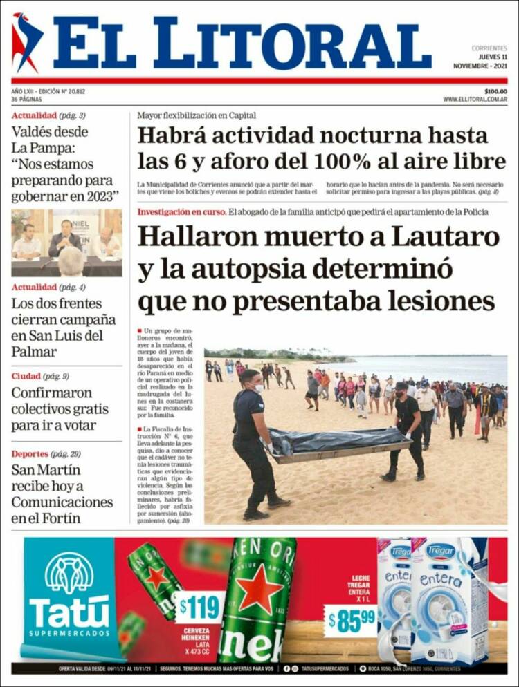 Portada de El Litoral Corrientes (Argentina)