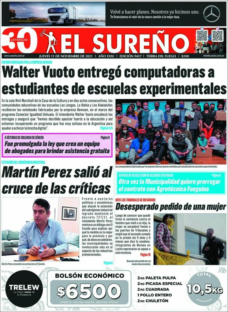 Portada de Diario El Sureño (Argentine)