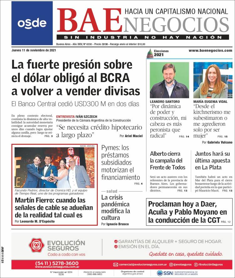 Portada de Buenos Aires Económico (Argentina)