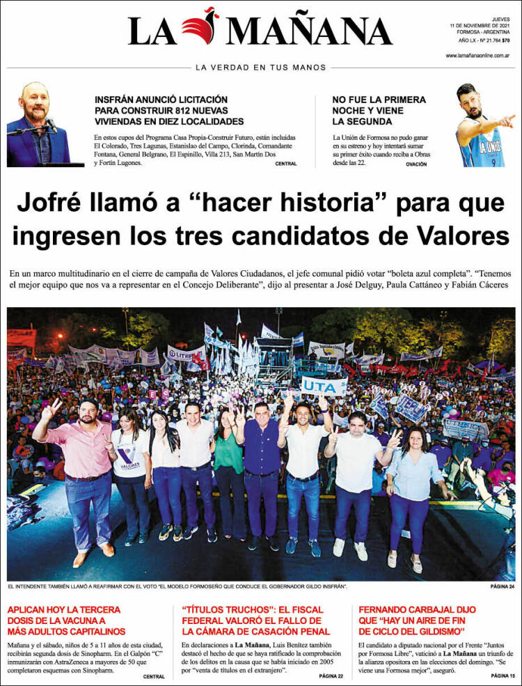 Portada de Diario La Mañana (Argentina)