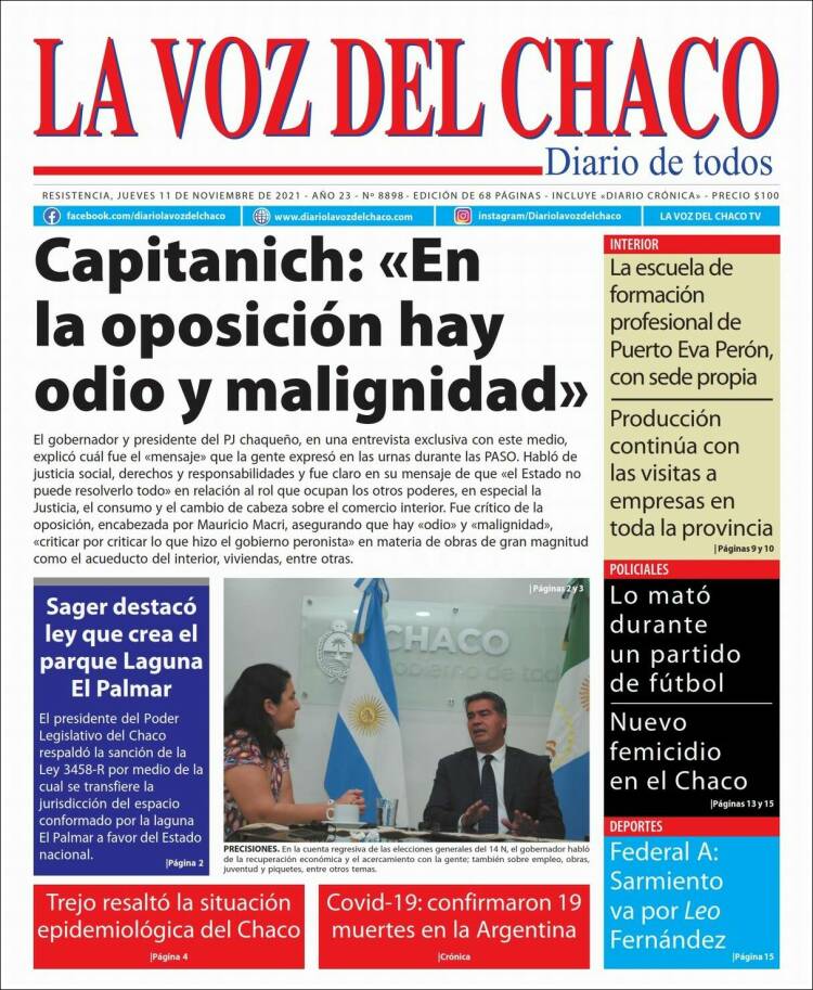 Portada de La Voz del Chaco (Argentina)