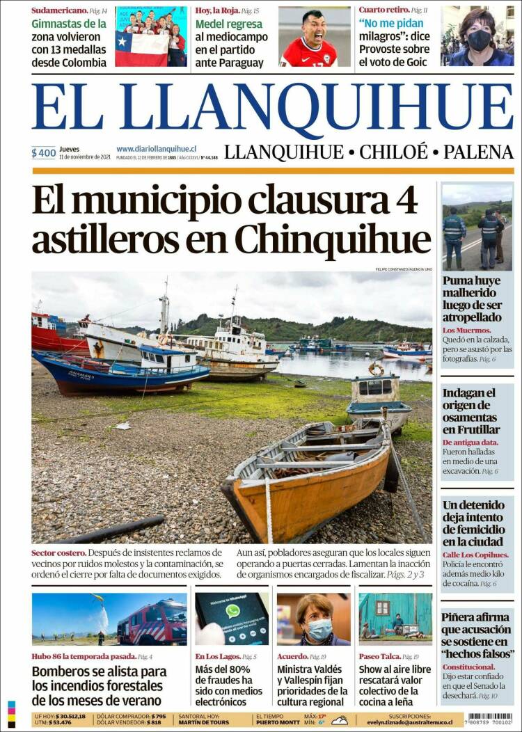 Portada de El Llanquihue (Chile)
