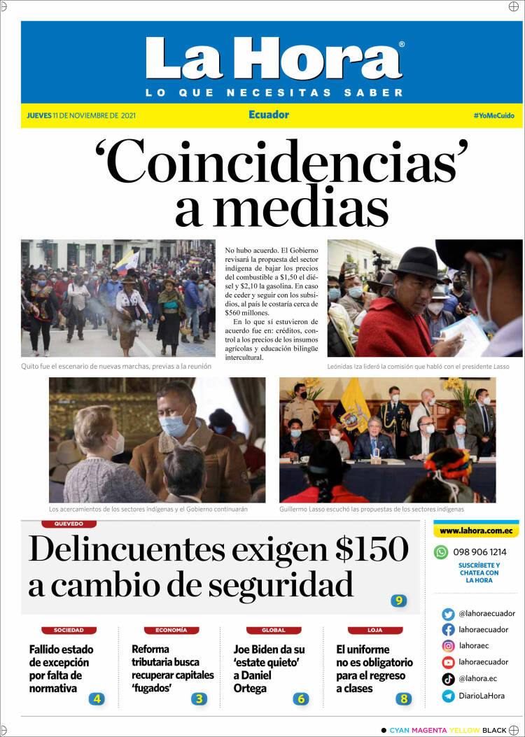 Portada de La Hora - Ecuador (Ecuador)