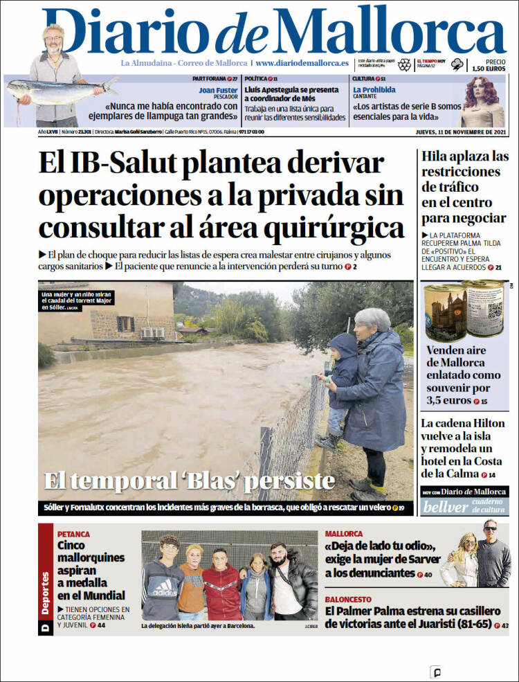 Portada de Diario de Mallorca (España)
