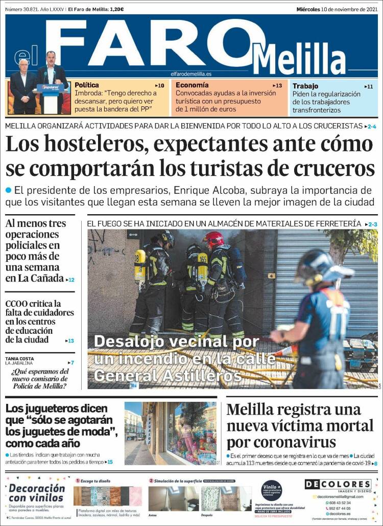 Portada de El Faro de Melilla (España)